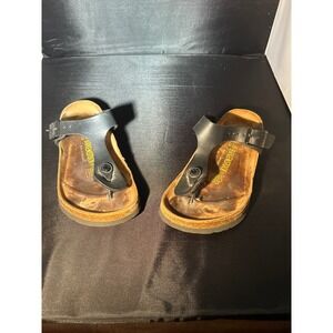 Birkenstock Gizeh Black Leather Thong Sandals Womens 35 Regular Comfort Germany